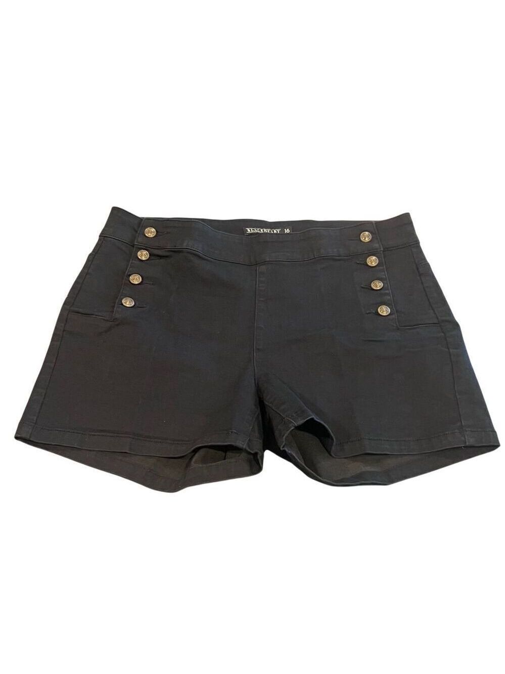 Blackheart Shorts Juniors Size 16 Black Nautical High Rise Casual Flat Front